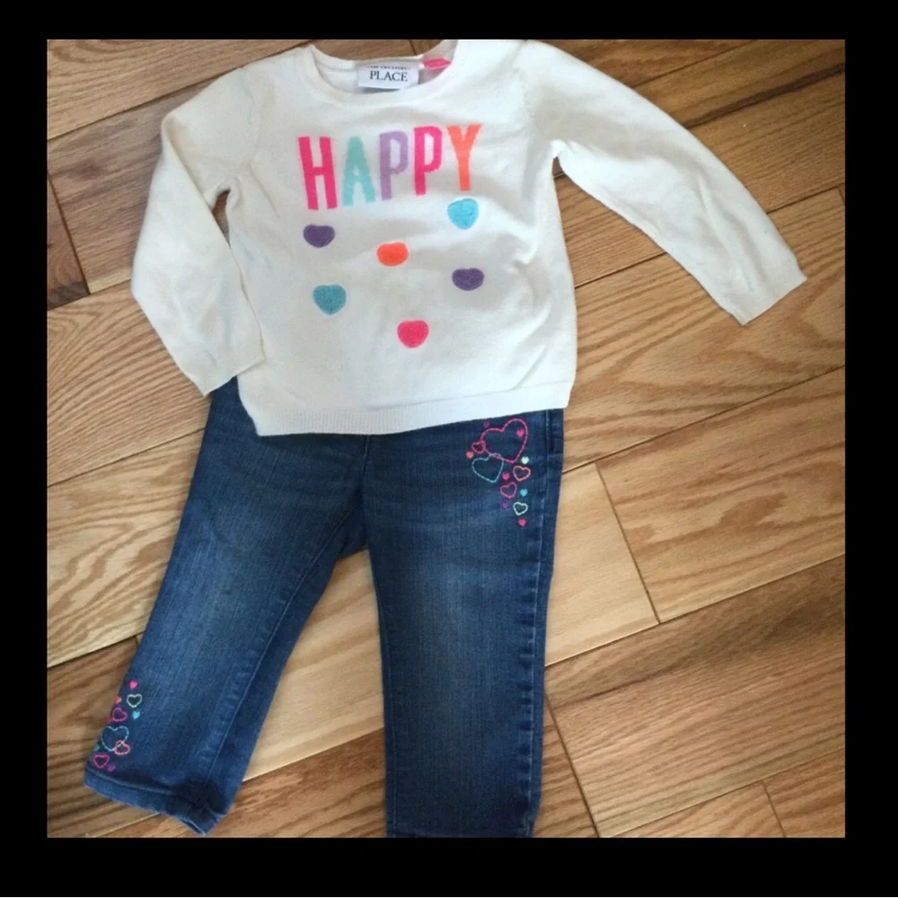 Heart Sweater and Jeans Outfit